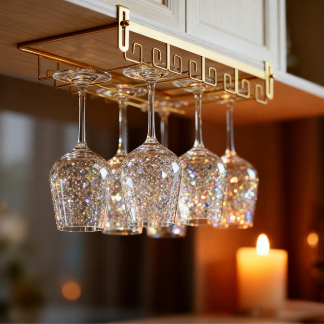 GAPINO 와인잔 걸이 거치대 홀더 벽걸이 부착형 녹 방지 금속 재질, 1개