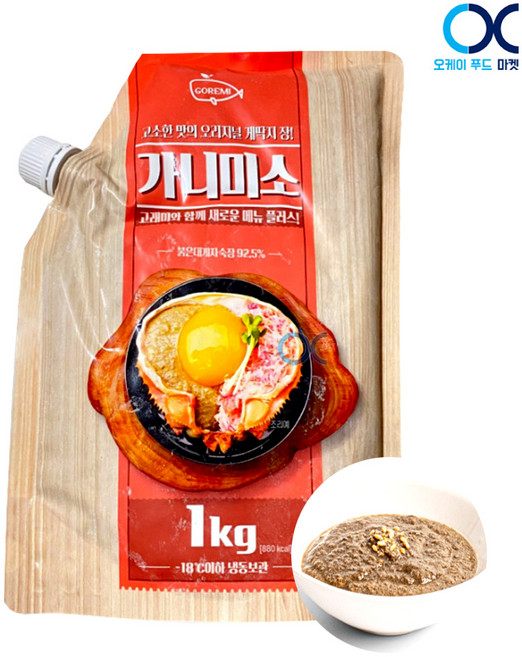 푸드올마켓_ 고래미 가니미소 1kg /냉동 붉은 대게딱지장 홍게장, 1개