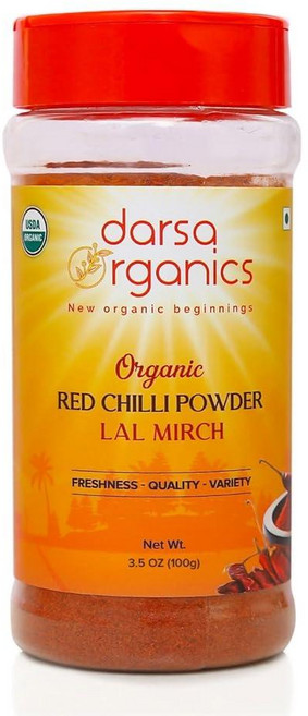 Darsa Organics 생강 파우더 - 99.2g(3.5온스) 인도산 그라운드 뿌리 파우더 차 카레 주스 조미료 USDA 인증 GMO 프리 글루텐 프리 143, Red Chilli Powder, 3.5 oz, 100g, 1개