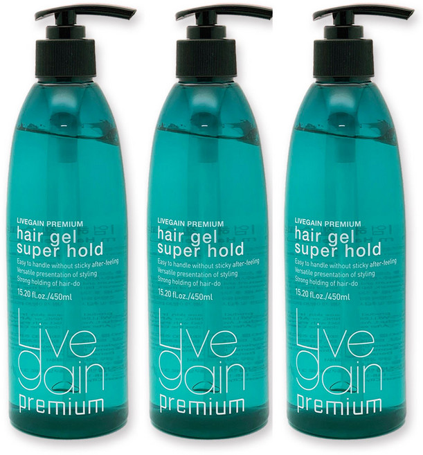 리브겐 프리미엄 헤어 젤 슈퍼 홀드, 450ml, 3개