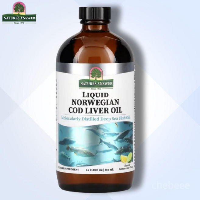 네이쳐앤서 노르웨이 대구 간 오일 480ml 레몬라임향 비타민 A D, 1개