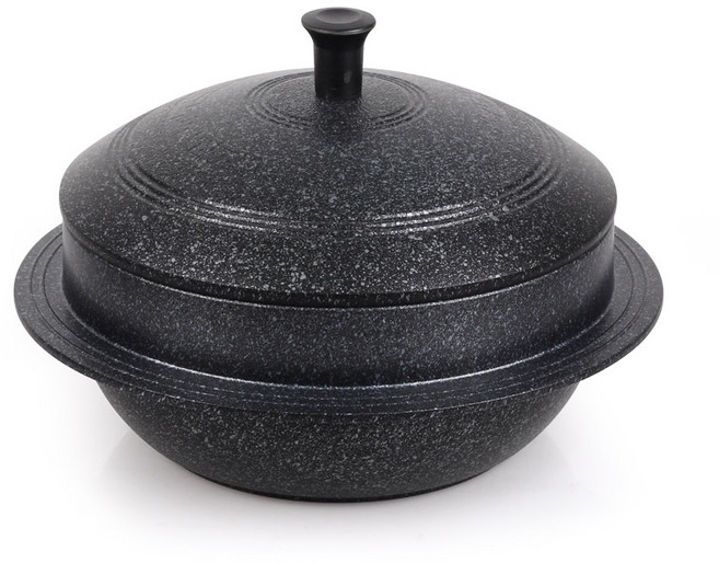 키친아트 전통 가마솥 양면 마블 코팅 통주물 솥, 1개, 블랙, 20cm