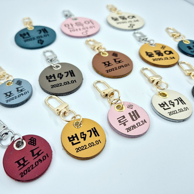 강아지 인식표 반려견 이름표 소형견 중형견 대형견 고양이 애견 천연가죽 각인 목걸이 네임택, 1개, 로즈사쿠라