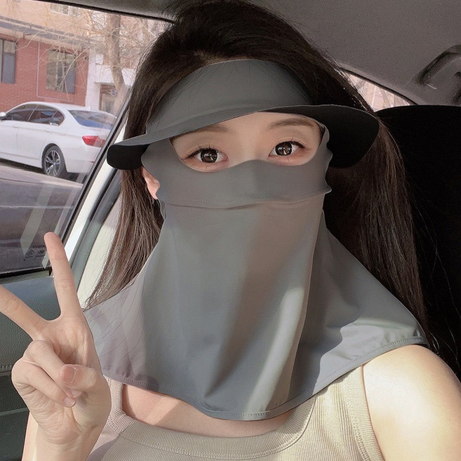 WILDSEA 자외선차단 쿨 스포츠 낚시 등산 골프 자전거 썬캡 썬마스크, 그레이, 1개