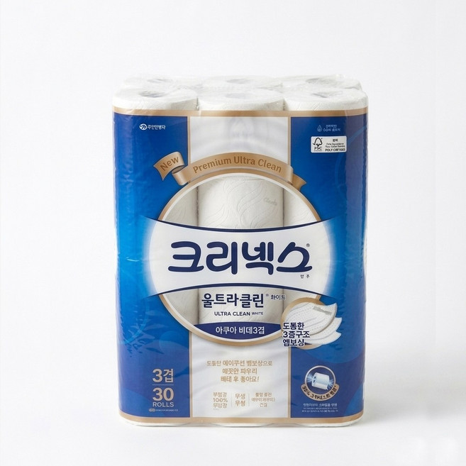 크리넥스 3겹 울트라 클린 롤화장지 천연펄프, 30m, 30개입, 1개
