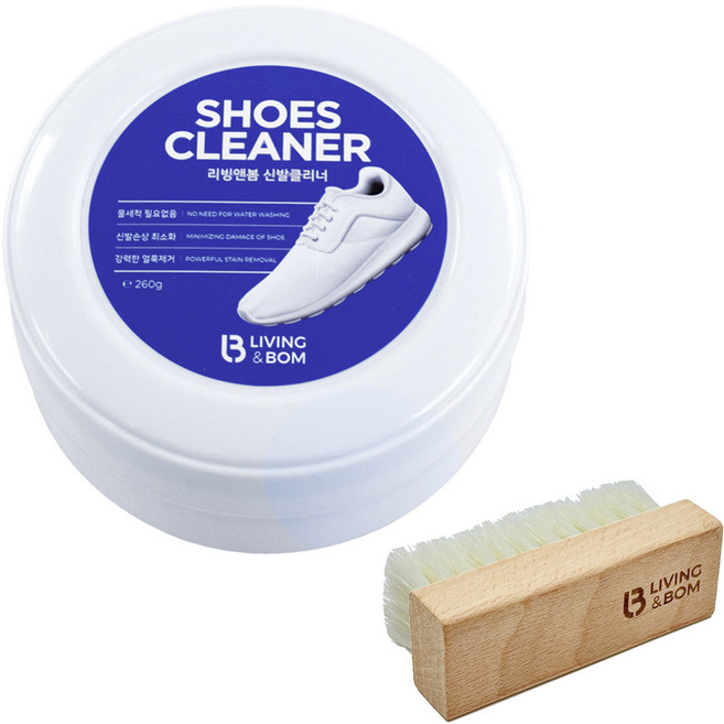리빙앤봄 운동화 신발클리너 + 세척솔 세트, 1세트, 260g, 화이트