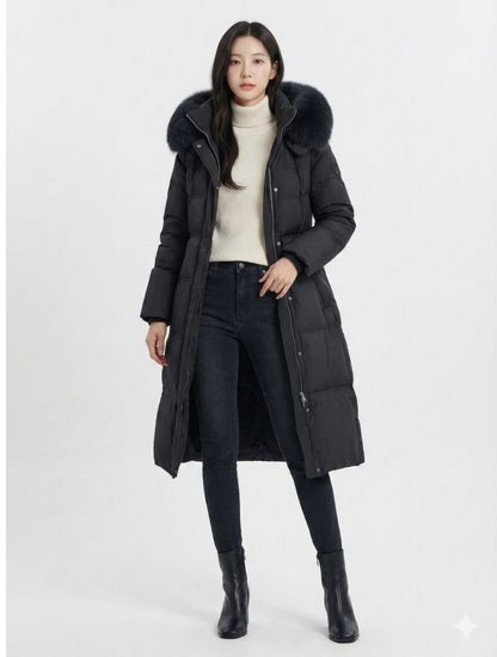 에고이스트블랙 사가폭스퍼 클래식 롱 구스 다운점퍼 EQ4TD009 702688