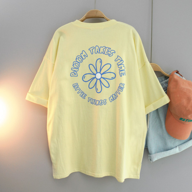 달콩 여성 빅사이즈 여름티 롱티 캐주얼 데이지백나염박스반팔티