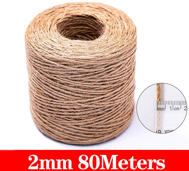 천연 황마 리본 공예 활 빈티지 로프 코드 바느질 DIY 실 꼬기 대량 수제 파티 웨딩 크리스마스 장식, 10=Jute 2mm 80Meters