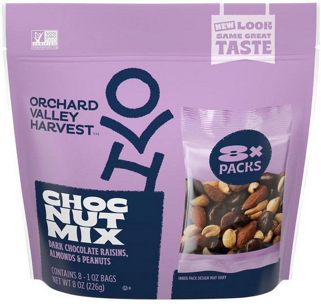 Orchard Valley Harvest 초콜릿 너트 믹스 다크 초콜릿 건포도 아몬드 & 땅콩 글루텐프리 멀티팩 8개입 226g, 10세트