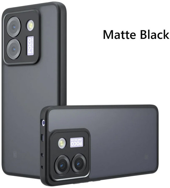 에어백 슈퍼 보호 소프트 TPU + PC 샤오미 호환 Poco M7 Pro PocoM7Pro 5G 전화 케이스 용 투명 매트 뒷면 커버, Poco M7 pro 5G, Black