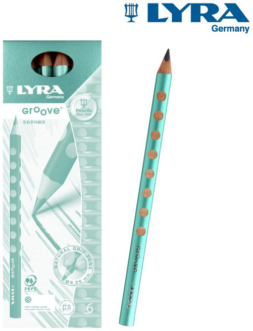 【LYRA】Groove三角洞洞鉛筆6入(B芯), 珠光綠, 1個
