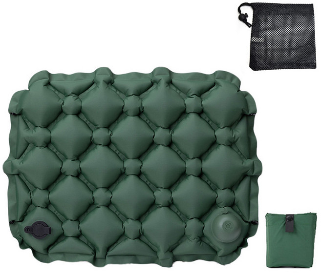 유니티23 휴대용 에어방석 펌프형 비행기 여행 필수품 캠핑, 그린