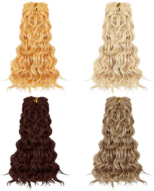 인형 가발 합성 섬유 DIY BJD 액세서리 앞머리 숏 웨이브 롱 컬 혼합 색상, 1개, 믹스드 컬러 498