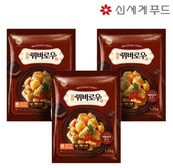 올반 꿔바로우 1.2kg x 1 (소스포함) / 탕수육 냉동, 3개
