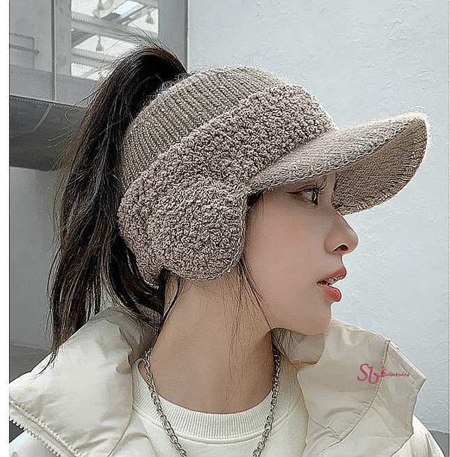 겨울썬캡 방한 니트 등산 여성 모자 귀마개 골프 헤이eji526, 상품선택, 1개