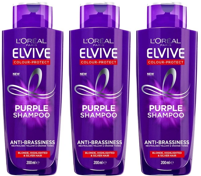 로레알 파리 엘바이브 퍼플샴푸 LOreal Paris Elvive Anti Brassiness Purple Shampoo, 3개, 200ml - 쿠팡