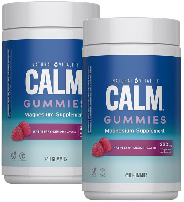내추럴 바이탈리티 캄 마그네슘 시트레이트 구미 라즈베리 레몬맛 Natural Vitality CALM Magnesium, 2개, 240정
