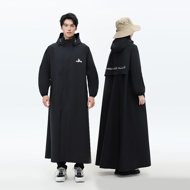트렌치 스타일 남녀공용 방수 롱우비 골프우비, 1개, 블랙