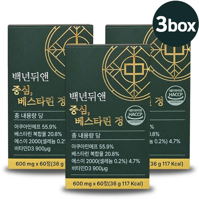 [정품] 백년뒤앤 중심 70mg x 60정 베스타린 BPPV 균형 솔루션 영양제, 3개 - 쿠팡