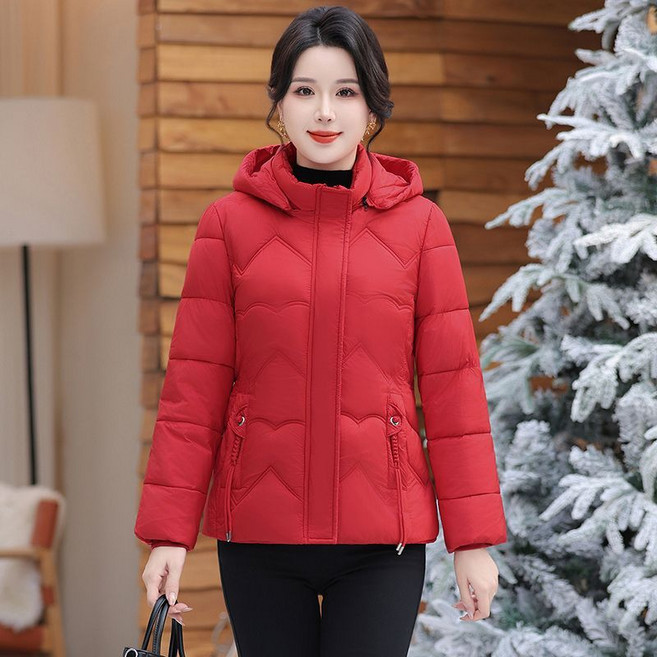 중년 여성 겨울 후드 집업 패딩 루즈핏 도톰 코트 캐주얼 보온 자켓 엄마 경량 패딩 날씬해보이는 아우터SYW