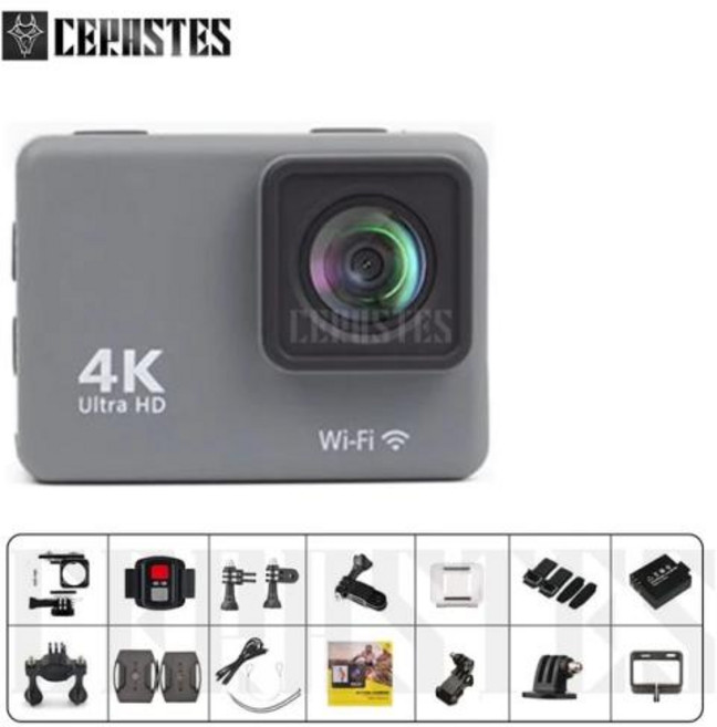 CERASTES 와이파이 손떨림 방지 액션 카메라 리모컨 스크린 방수 스포츠 카메라 드라이브 녹음기 4K60FPS, A