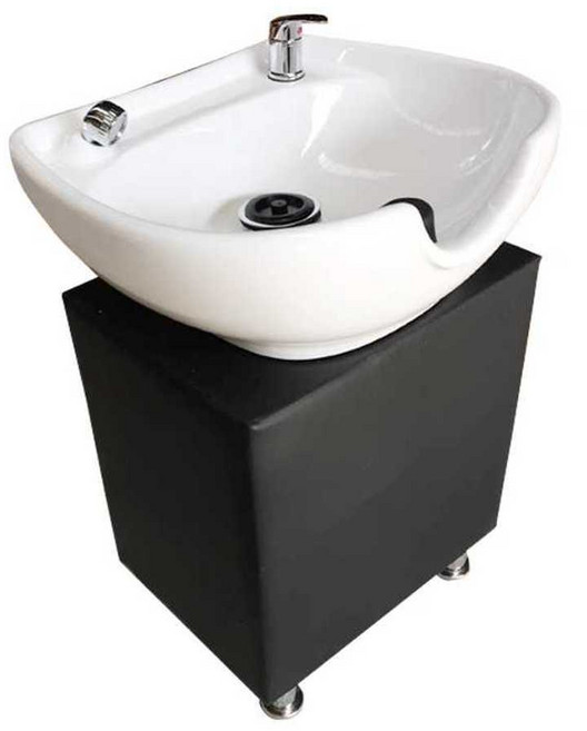 미용실 샴푸대 살롱 셀프샴푸대 머리 감기 이발소, 블랙 세면대 + 브라운 베이스