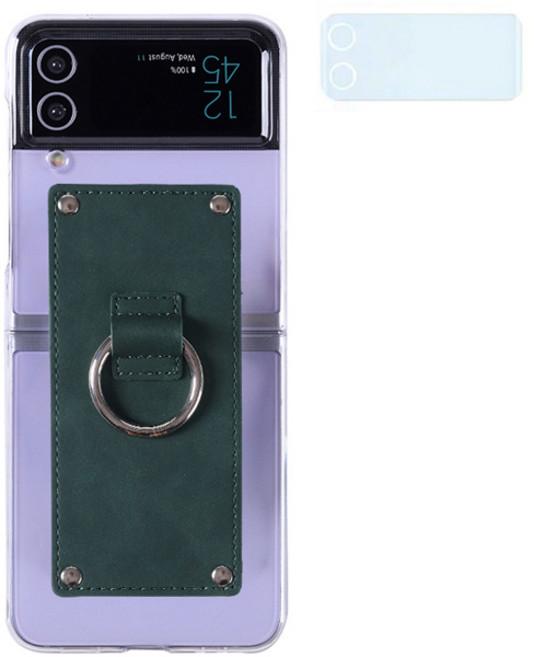 워너프 스마트링 클리어하드 가죽커버링 갤럭시 Z플립4 케이스+카메라보호필름