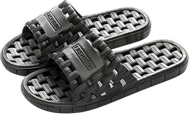 블럭마트 남성용 격자패턴 욕실화, 블랙, 1개