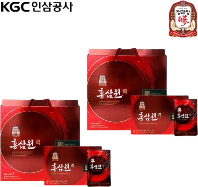 정관장 6년근 홍삼농축액 홍삼진액 녹용추출물 상황버섯자실체추출물 영지버섯 건생강 대추 구기자 Korean red ginseng power drink 홍삼원력 국내산홍삼 캐리어타입, 50ml, 2박스