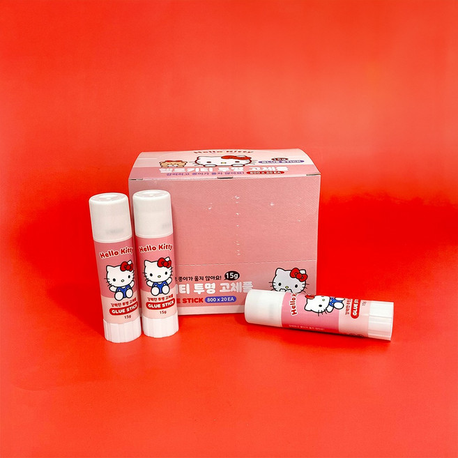 산리오 딱풀 헬로키티 무독성인증 투명고체풀 15g x3개입, 3개