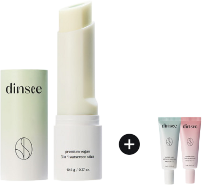 딘시 프리미엄 비건 3in1 선스틱 SPF50+PA++++ 10.5g +(증) 딘시 선크림 15ml 랜덤 2개