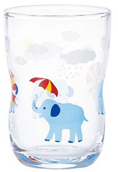 아데리아ADERIA 강한 아이 유리잔 숨바꼭질 컵 코끼리 185ml 일제 선물 상자 포장 컵 결혼 축하 유리 페어 생일 텀블러 환갑 퇴직 위스키 아버지 기념일처 구부 강화 6078