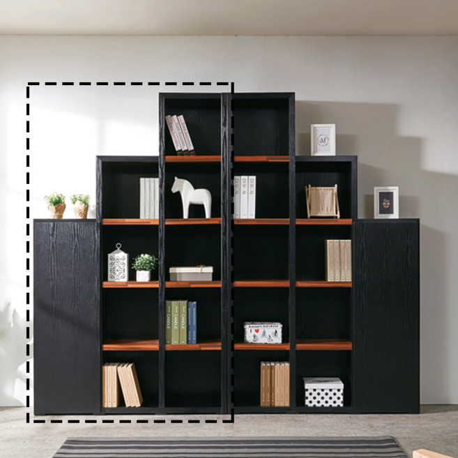 블랑누보 책수납장 높은 문있는 도어 수납형 만화 DIY 거실 책장 1200, 3단도어형(우측)_블랙멀바우