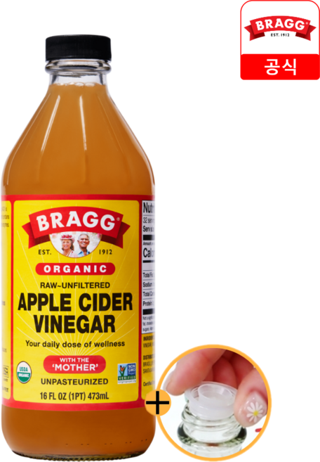 [공식]브래그 애사비 애플사이다비니거 유기농 사과식초(속캡증정), 473ml, 1개