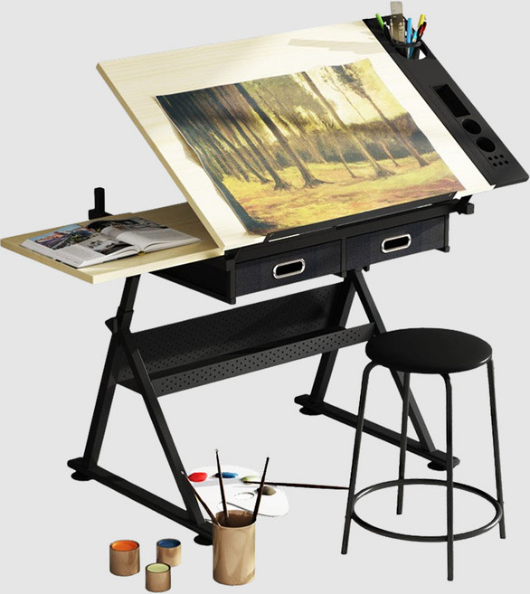 드로잉 테이블 그림 책상 탁상용 이젤, 우드플레이트