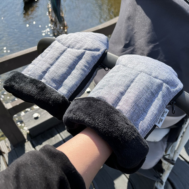 브랜드엘 베이직 유모차 핸드머프 방한장갑, 1세트, 멜란지 그레이