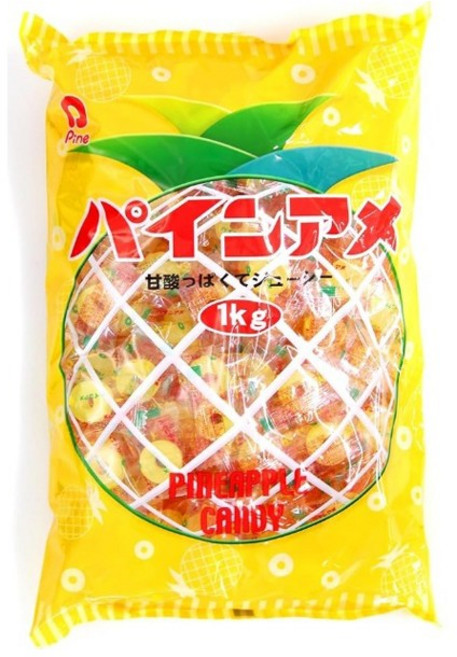 日本糖果 日本糖果 PINE 鳳梨糖 鳳梨糖 大尺寸 1kg (約 200入), 1個