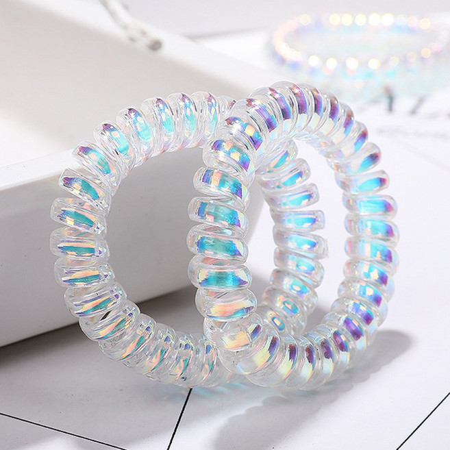 그라데이션 오로라 스프링 머리끈 12p