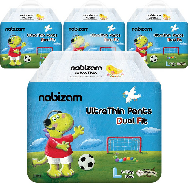 나비잠 울트라씬 듀얼핏 팬티형 기저귀, 대형(L), 120매