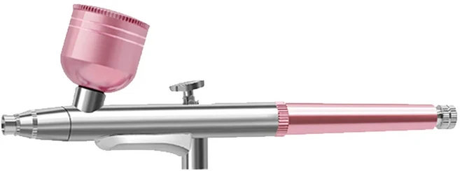 휴대용 에어브러시 건 키트 브러쉬 페인팅 세트 네일 케이크 타투 메이크업용 에어브러시 스프레이 도구 세, 01 pink