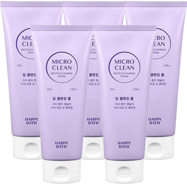 해피바스 마이크로미셀라 딥 클렌징 폼, 150g, 5개