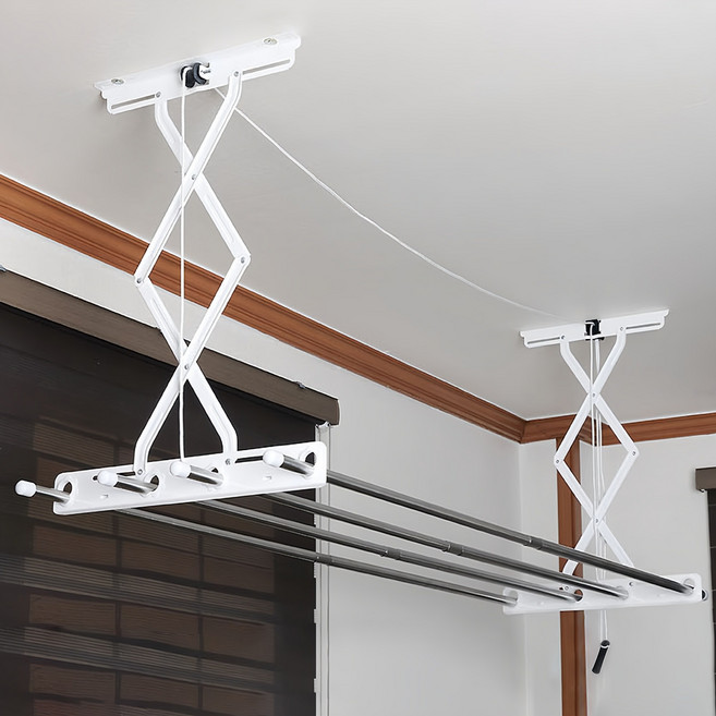 주식회사아텍스 국내생산 봉 스테인레스 2단 천장 빨래건조대, 고객직접설치