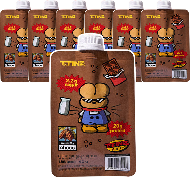 틴틴즈 단백질 쉐이크 파우치 초코맛, 7개, 40g