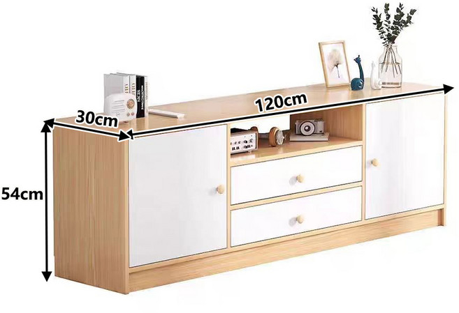 電視櫃 儲物櫃 120x54x30公分 木紋色 簡約收納櫃, 賽杉木色