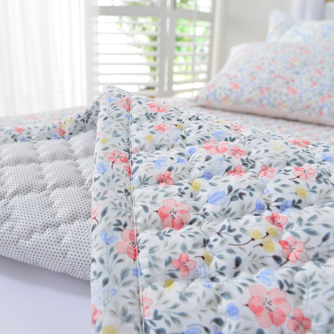 아뜰리에 침대패드 국산 누빔패드 SS 싱글 침대매트 플라워패턴, 아뜰리에_누빔패드, 슈퍼싱글(SS)_핑크