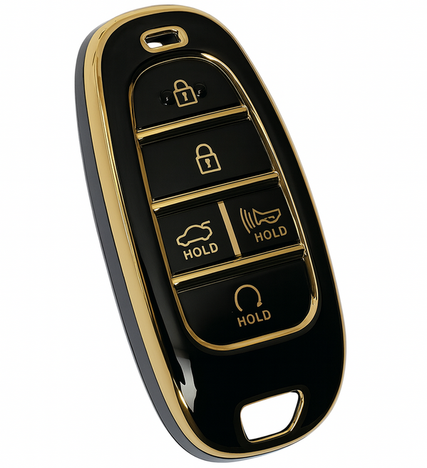 바이어블 현대 자동차 tpu 키케이스 키홀더 4버튼 5버튼 6버튼 7버튼 8버튼, 5버튼 B타입 블랙골드 (VA-TA33)