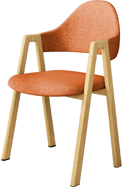 木質扶手餐椅 北歐簡約風格, 橘紅, 1件