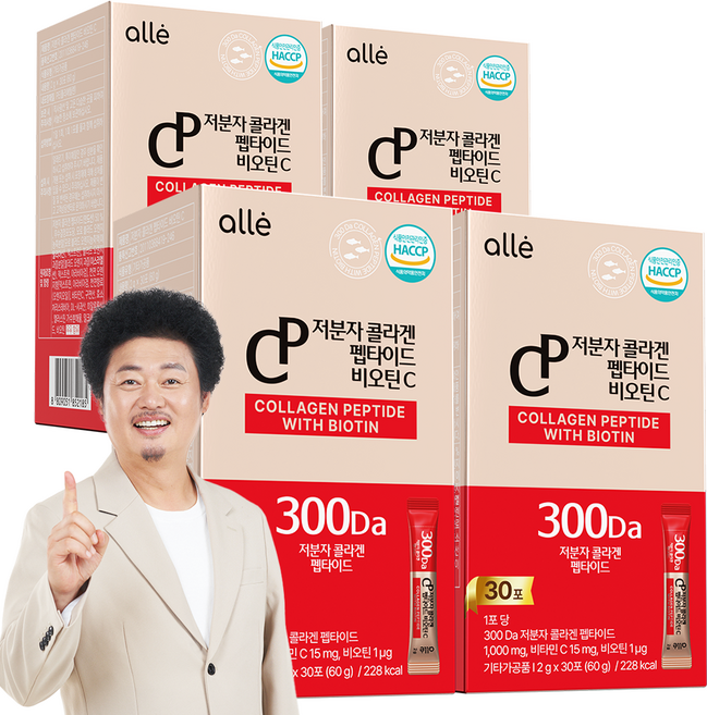 저분자 콜라겐 펩타이드 식약청인증 HACCP 비오틴 피쉬 어린 분말 알레 영양제, 60g, 4박스