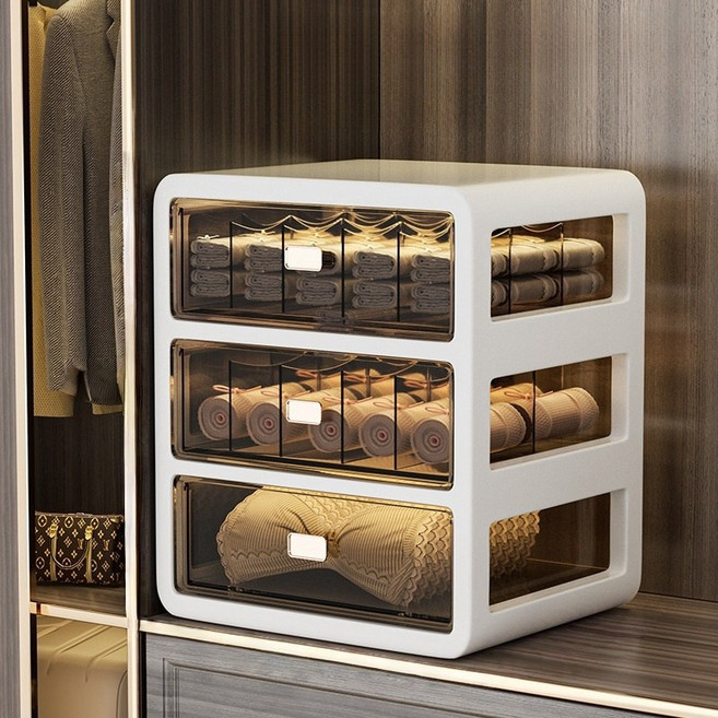 Arsjuo 서랍 정리함 일체형 양말 속옷 수납함, 1개, 화이트